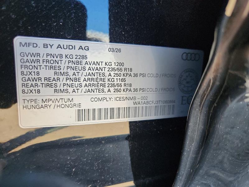 64664316 :رقم المزاد ، WA1ABCFJ3T1060864 vin ، 2026 Audi Q3 مزاد بيع