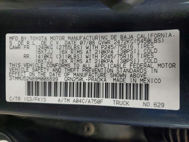 2009 Toyota Tacoma მანქანა იყიდება აუქციონზე, vin: 3TMMU52N89M008899, აუქციონის ნომერი: 64534896