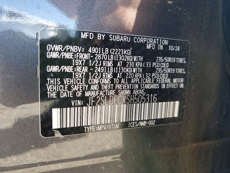 Aukcja sprzedaży 2025 Subaru Forester, vin: JF2SLDFCXSH505316, numer aukcji: 65388296
