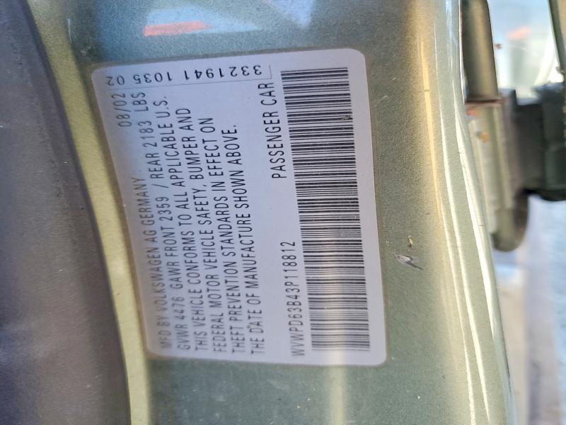 Продажа на аукционе авто 2003 Volkswagen Passat, vin: WVWPD63B43P118812, номер лота: 66622666