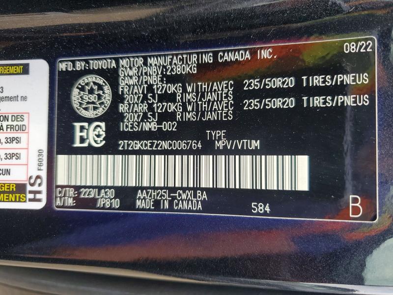 Aukcja sprzedaży 2022 Lexus Nx, vin: 2T2GKCEZ2NC006764, numer aukcji: 63645886