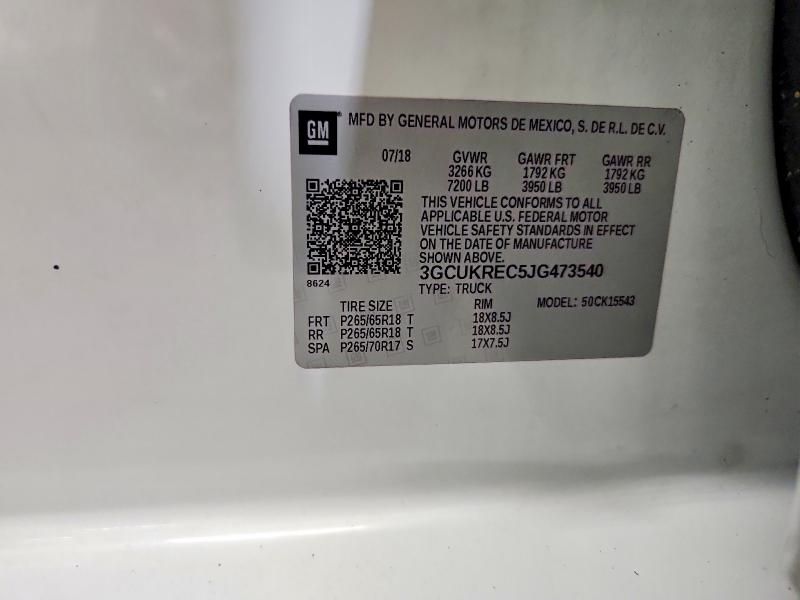 Auction sale of the 2018 Chevrolet Silverado, vin: 3GCUKREC5JG473540, lot number: 66271496
