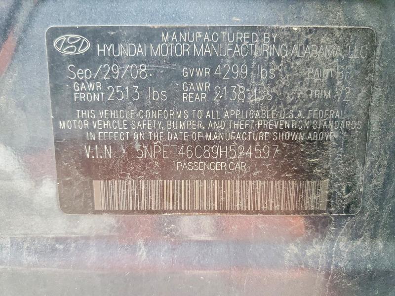Продаж на аукціоні авто 2009 Hyundai Sonata, vin: 5NPET46C89H524597, номер лоту: 63917716