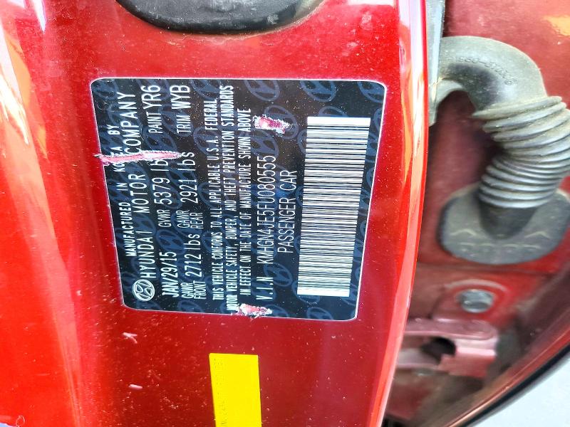 2015 Hyundai Genesis მანქანა იყიდება აუქციონზე, vin: KMHGN4JE5FU080555, აუქციონის ნომერი: 65091846
