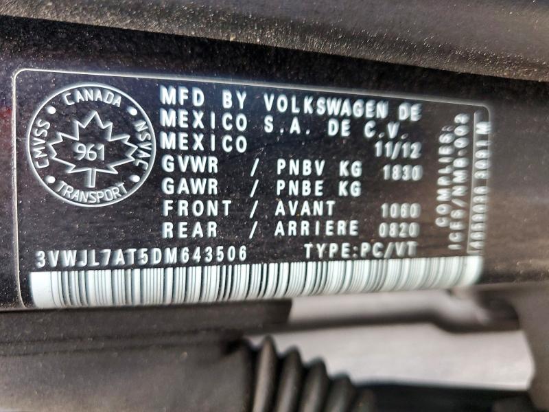 Aukcja sprzedaży 2013 Volkswagen Beetle, vin: 3VWJL7AT5DM643506, numer aukcji: 65514846