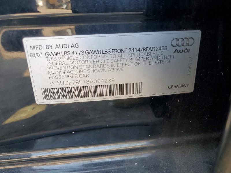 Aukcja sprzedaży 2008 Audi A4, vin: WAUDF78E78A064239, numer aukcji: 64715396