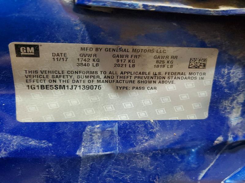 Продажа на аукционе авто 2018 Chevrolet Cruze, vin: 1G1BE5SM1J7139076, номер лота: 64271896