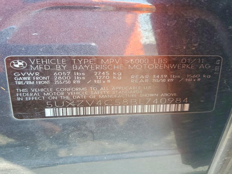 66472746 :رقم المزاد ، 5UXZV4C58BL740984 vin ، 2011 Bmw X5 مزاد بيع