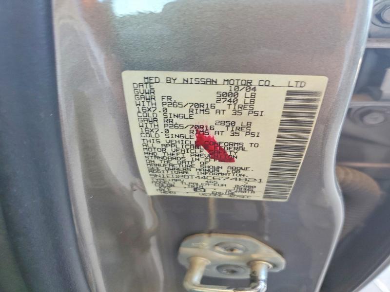 64281166 :رقم المزاد ، 5N1ED28T44C674821 vin ، 2004 Nissan Xterra مزاد بيع
