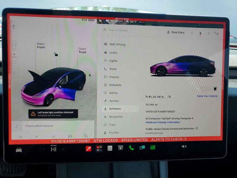 Aukcja sprzedaży 2024 Tesla Model 3, vin: 5YJ3E1EA9RF730087, numer aukcji: 64073456