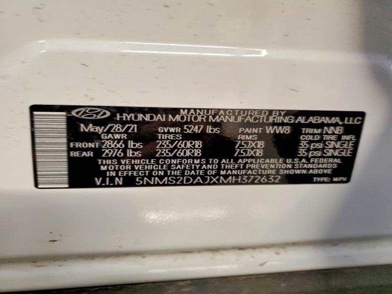 Продаж на аукціоні авто 2021 Hyundai Santa Fe, vin: 5NMS2DAJXMH372632, номер лоту: 63901256