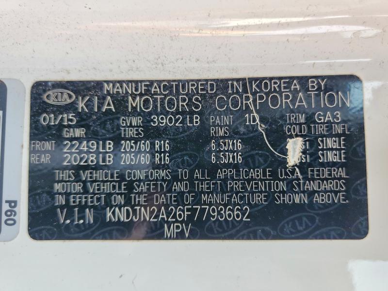 65023826 :رقم المزاد ، KNDJN2A26F7793662 vin ، 2015 Kia Soul مزاد بيع