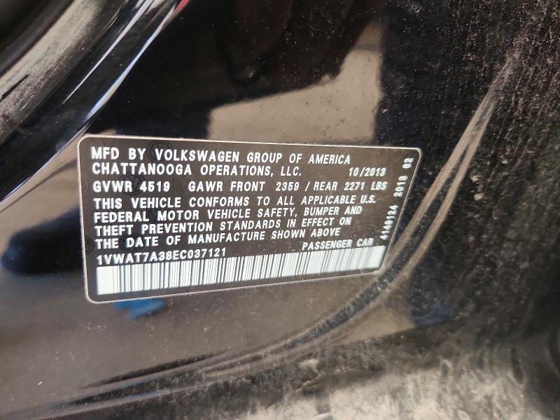 Продажа на аукционе авто 2014 Volkswagen Passat, vin: 1VWAT7A38EC037121, номер лота: 65920446