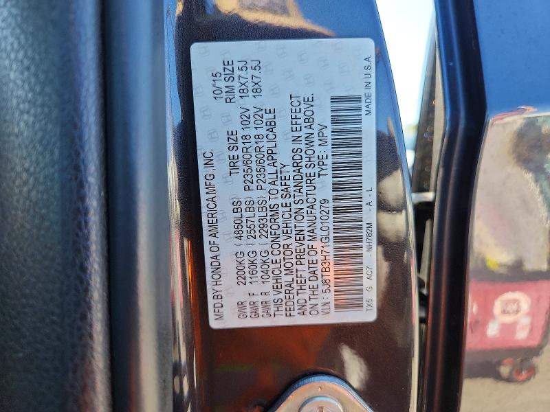 Aukcja sprzedaży 2016 Acura Rdx, vin: 5J8TB3H71GL010279, numer aukcji: 63888816