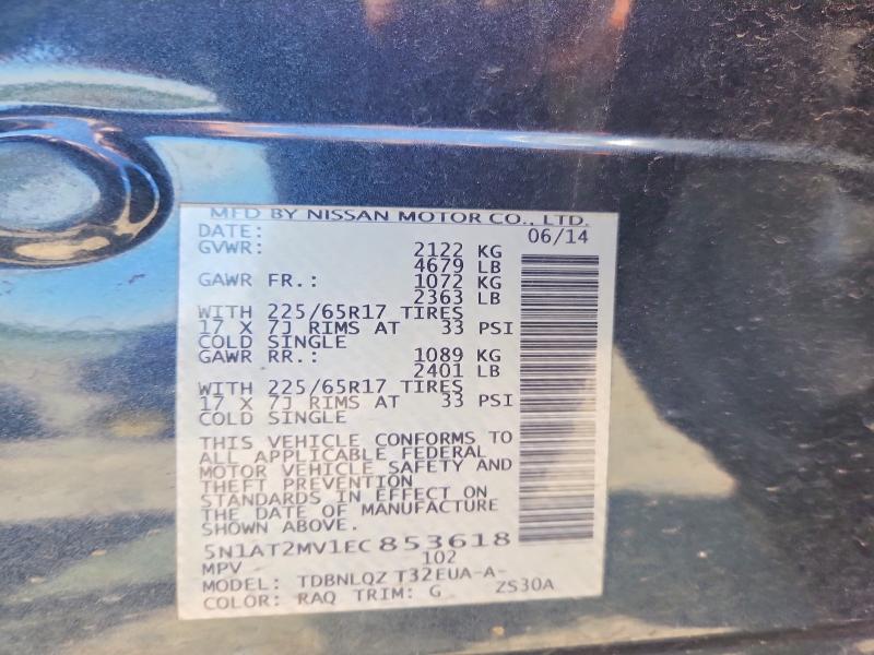 Aukcja sprzedaży 2014 Nissan Rogue, vin: 5N1AT2MV1EC853618, numer aukcji: 64060666
