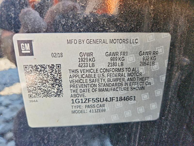 62883176 :رقم المزاد ، 1G1ZF5SU4JF184661 vin ، 2018 Chevrolet Malibu مزاد بيع
