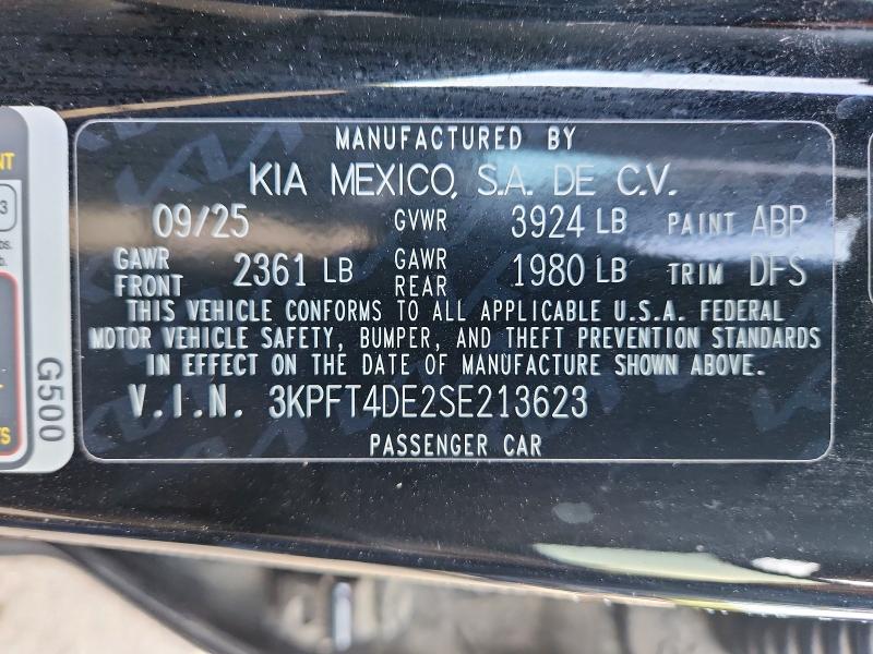 64773086 :رقم المزاد ، 3KPFT4DE2SE213623 vin ، 2025 Kia K4 مزاد بيع