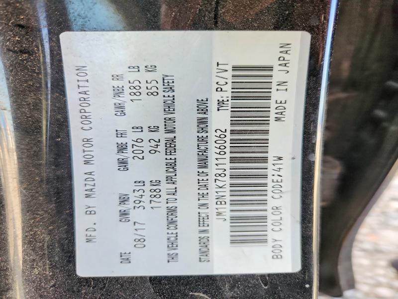 65202666 :رقم المزاد ، JM1BN1K78J1166062 vin ، 2018 Mazda 3 مزاد بيع