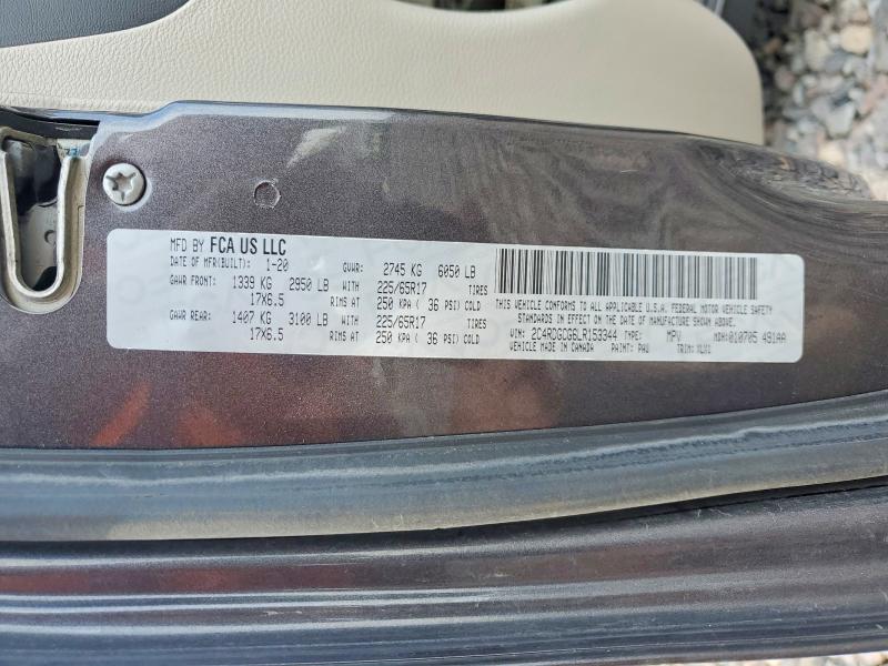 64227526 :رقم المزاد ، 2C4RDGCG6LR153344 vin ، 2020 Dodge Grand Caravan مزاد بيع
