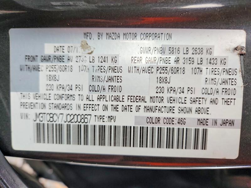 2018 Mazda Cx-9 მანქანა იყიდება აუქციონზე, vin: JM3TCBCY7J0200867, აუქციონის ნომერი: 66142316