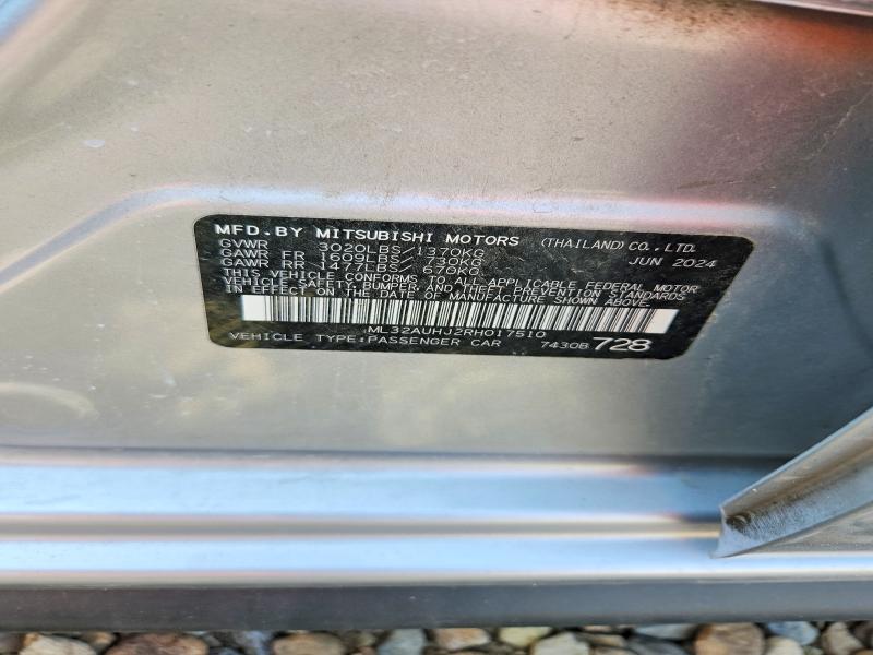 Aukcja sprzedaży 2024 Mitsubishi Mirage, vin: ML32AUHJ2RH017510, numer aukcji: 65017236