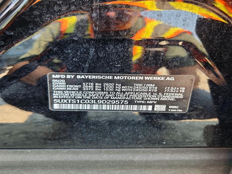 65145546 :رقم المزاد ، 5UXTS1C03L9D29575 vin ، 2020 Bmw X3 مزاد بيع