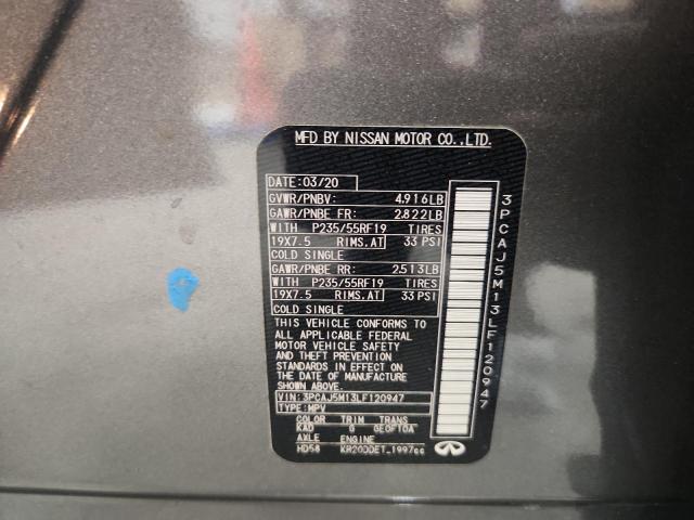 63515826 :رقم المزاد ، 3PCAJ5M13LF120947 vin ، 2020 Infiniti Qx50 مزاد بيع