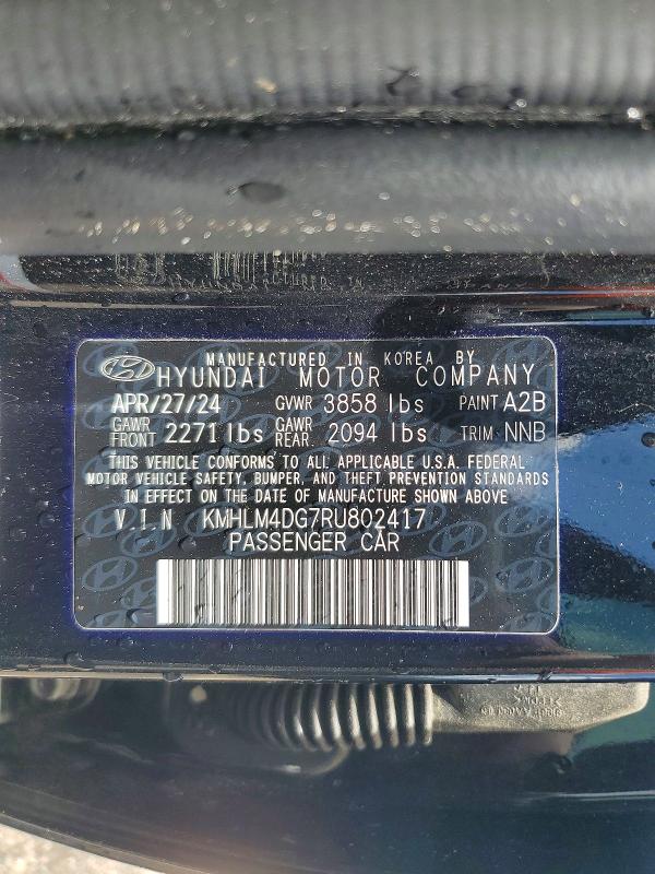 2024 Hyundai Elantra მანქანა იყიდება აუქციონზე, vin: KMHLM4DG7RU802417, აუქციონის ნომერი: 64067296