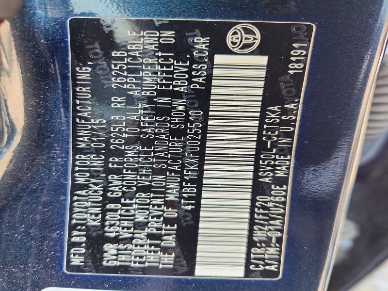 2015 Toyota Camry მანქანა იყიდება აუქციონზე, vin: 4T1BF1FKXFU025510, აუქციონის ნომერი: 63668206