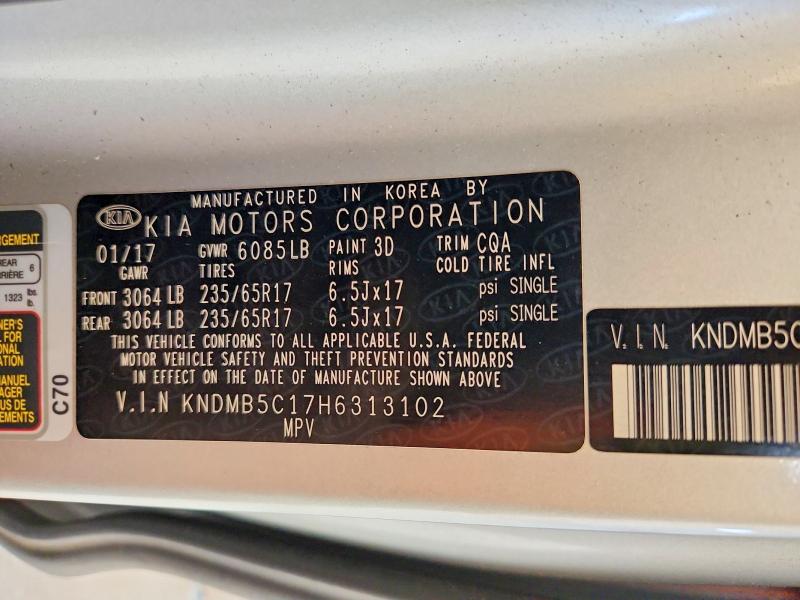 Продажа на аукционе авто 2017 Kia Sedona, vin: KNDMB5C17H6313102, номер лота: 65937626