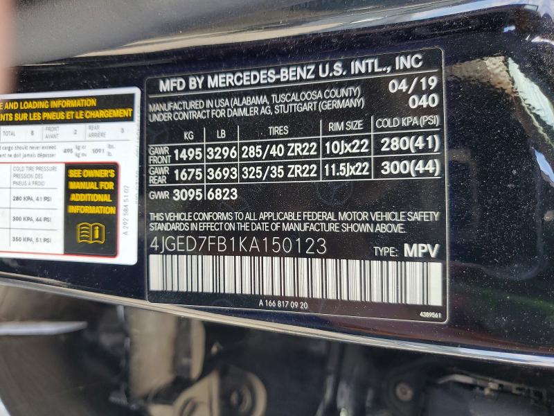 Aukcja sprzedaży 2019 Mercedes-benz Gle Coupe, vin: 4JGED7FB1KA150123, numer aukcji: 66900776
