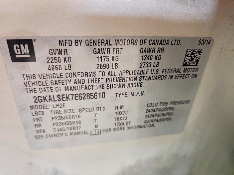 65506776 :رقم المزاد ، 2GKALSEK7E6285610 vin ، 2014 Gmc Terrain مزاد بيع