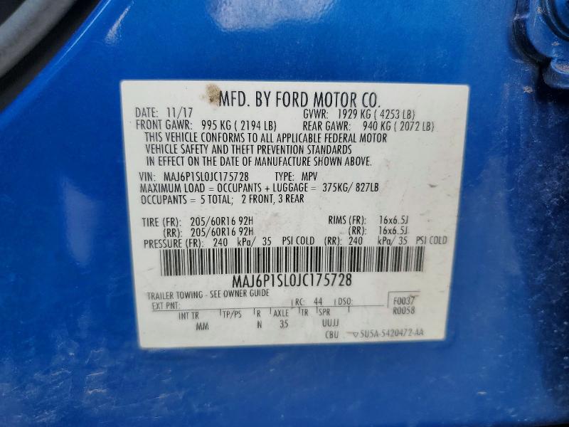 Aukcja sprzedaży 2018 Ford Ecosport, vin: MAJ6P1SL0JC175728, numer aukcji: 63941676