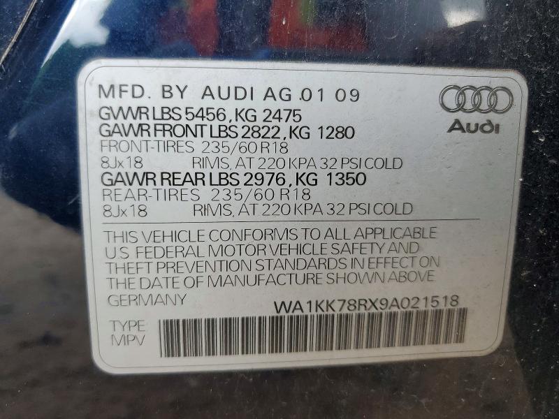 Aukcja sprzedaży 2009 Audi Q5, vin: WA1KK78RX9A021518, numer aukcji: 63683696