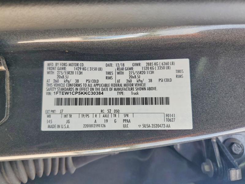Aukcja sprzedaży 2019 Ford F150, vin: 1FTEW1CP5KKC30384, numer aukcji: 63447126