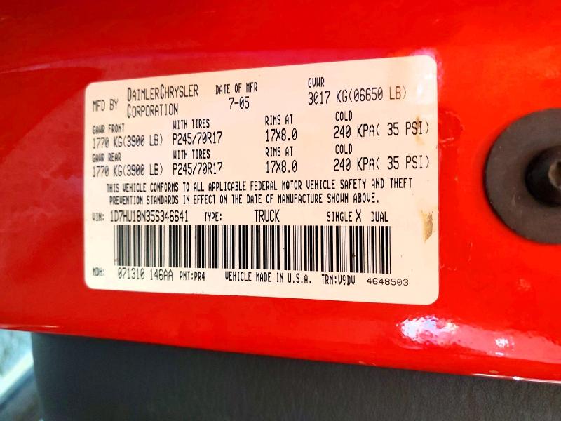 Продажа на аукционе авто 2005 Dodge Ram 1500, vin: 1D7HU18N35S346641, номер лота: 62821826