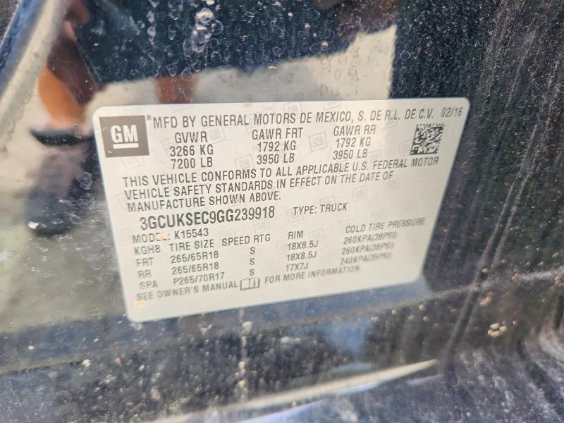 Aukcja sprzedaży 2016 Chevrolet Silverado, vin: 3GCUKSEC9GG239918, numer aukcji: 65639436