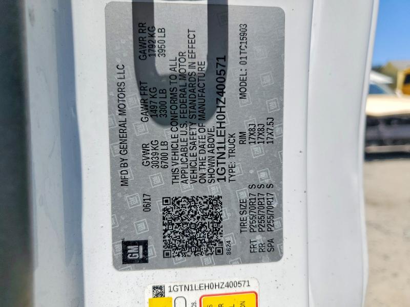 Aukcja sprzedaży 2017 Gmc Sierra, vin: 1GTN1LEH0HZ400571, numer aukcji: 63446466