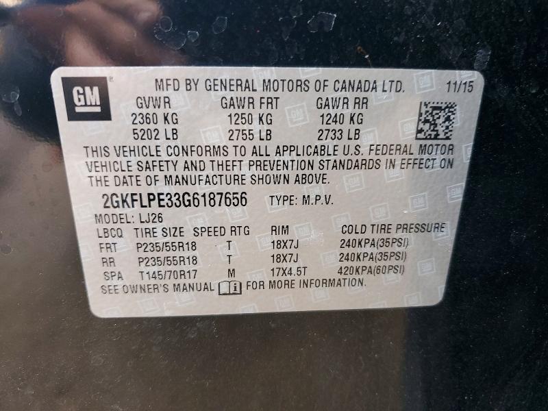 Aukcja sprzedaży 2016 Gmc Terrain, vin: 2GKFLPE33G6187656, numer aukcji: 64977766