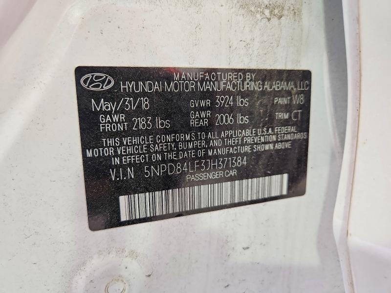 2018 Hyundai Elantra მანქანა იყიდება აუქციონზე, vin: 5NPD84LF3JH371384, აუქციონის ნომერი: 66057746