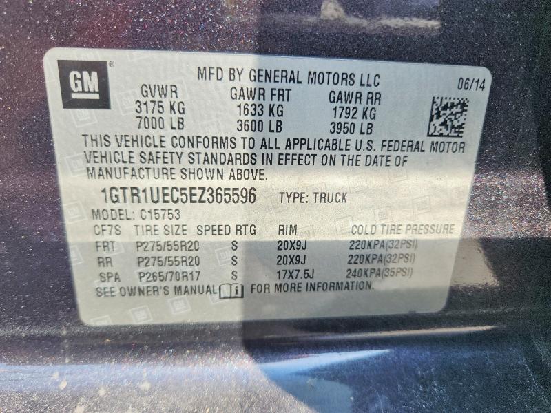 Auction sale of the 2014 Gmc Sierra, vin: 1GTR1UEC5EZ365596, lot number: 65219176