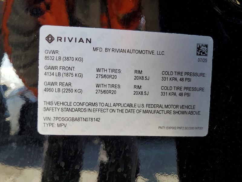 Продаж на аукціоні авто 2026 Rivian R1s, vin: 7PDSGGBA8TN078142, номер лоту: 67032096