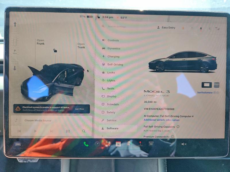 2025 Tesla Model 3 მანქანა იყიდება აუქციონზე, vin: 5YJ3E1EA2SF058508, აუქციონის ნომერი: 64512116