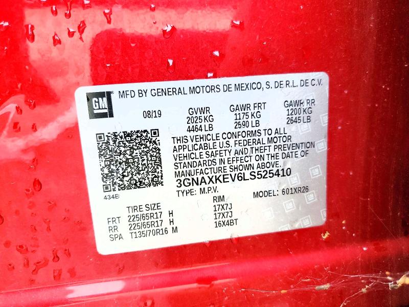 2020 Chevrolet Equinox მანქანა იყიდება აუქციონზე, vin: 3GNAXKEV6LS525410, აუქციონის ნომერი: 63622136