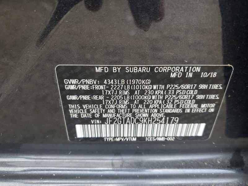 Продажа на аукционе авто 2019 Subaru Crosstrek, vin: JF2GTADC9KH254179, номер лота: 66439886