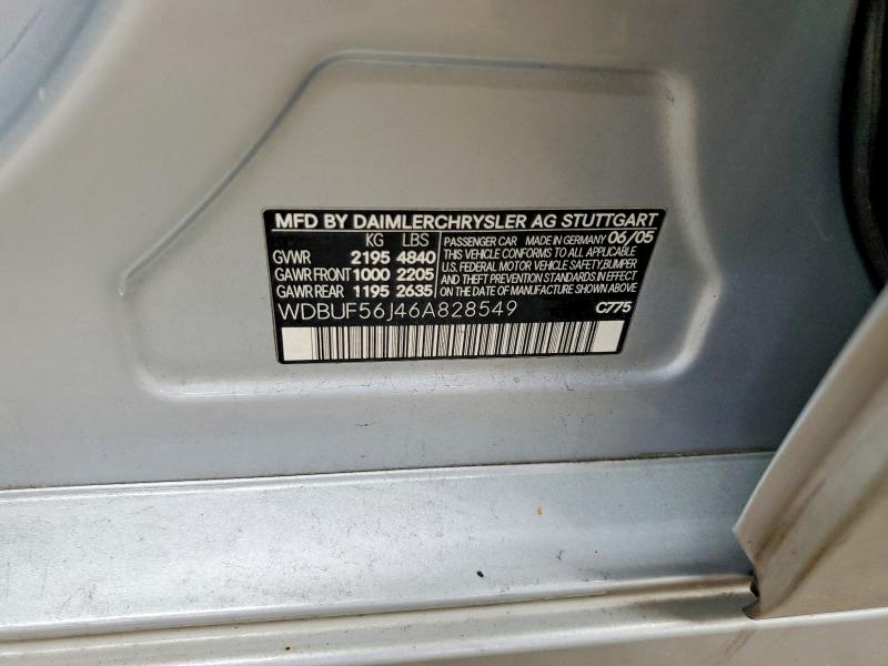 63846686 :رقم المزاد ، WDBUF56J46A828549 vin ، 2006 Mercedes-benz E مزاد بيع