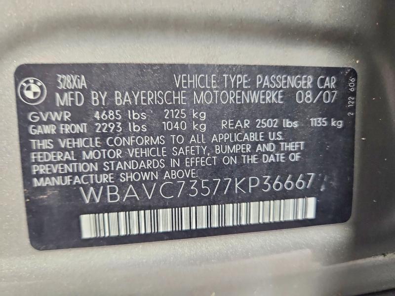 Продажа на аукционе авто 2007 Bmw 328, vin: WBAVC73577KP36667, номер лота: 65437776