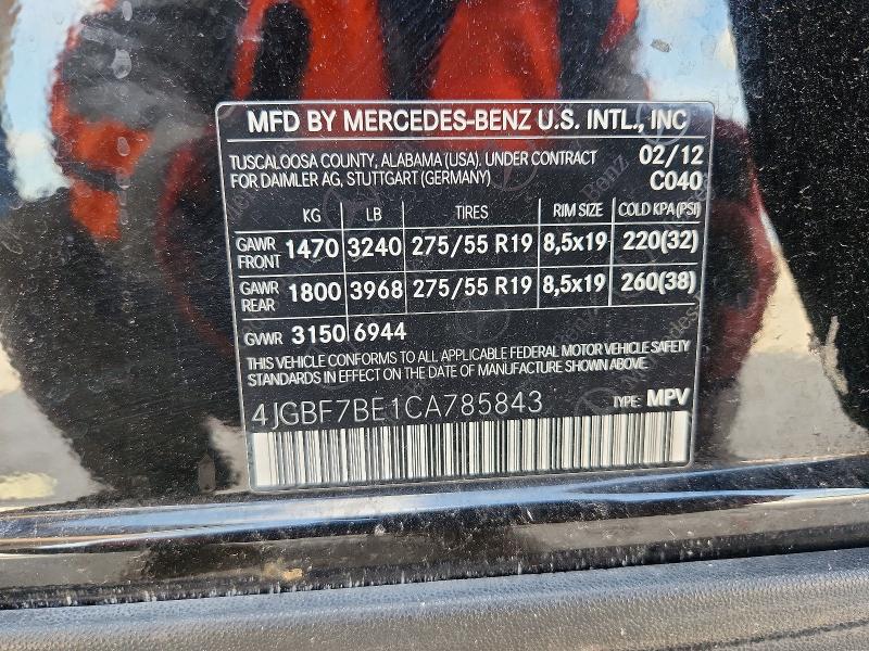 Продаж на аукціоні авто 2012 Mercedes-benz Gl, vin: 4JGBF7BE1CA785843, номер лоту: 66222386