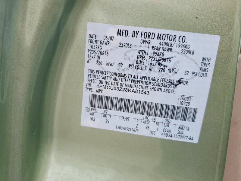 65107426 :رقم المزاد ، 1FMCU03Z28KA81543 vin ، 2008 Ford Escape مزاد بيع