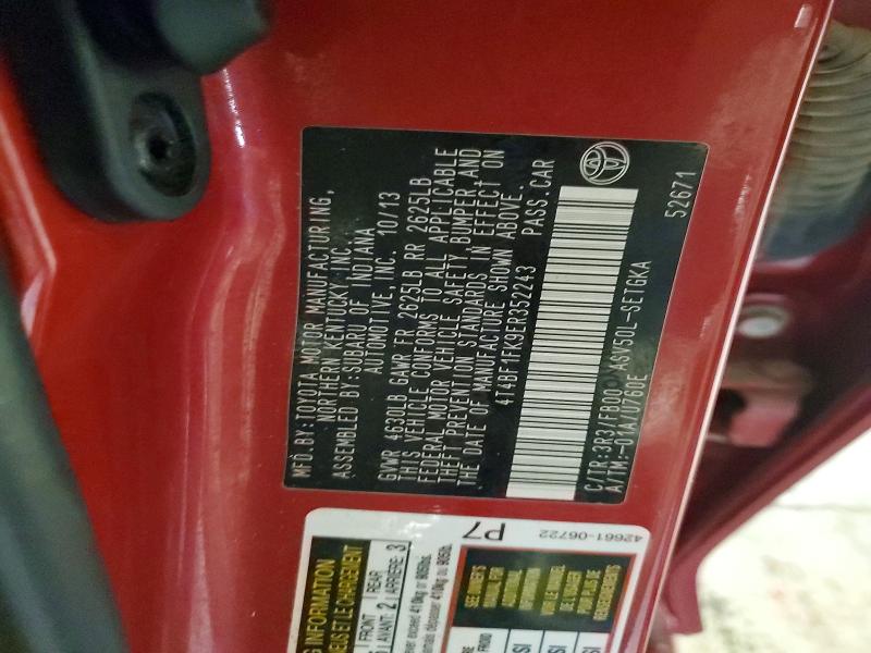 66754726 :رقم المزاد ، 4T4BF1FK9ER352243 vin ، 2014 Toyota Camry مزاد بيع